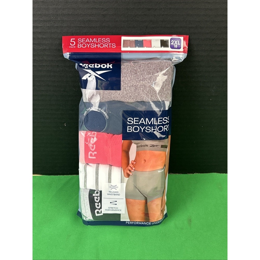 Reebok Women's 5-Pack Seamless Boyshort Size XXL Assorted